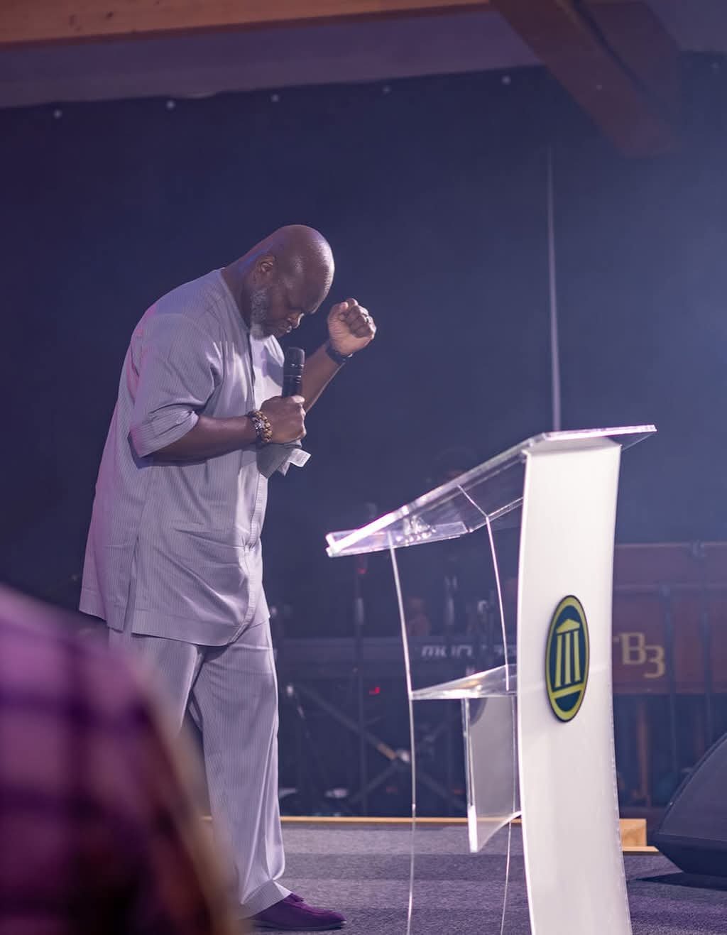 Toye Olayinka speaking during ministry